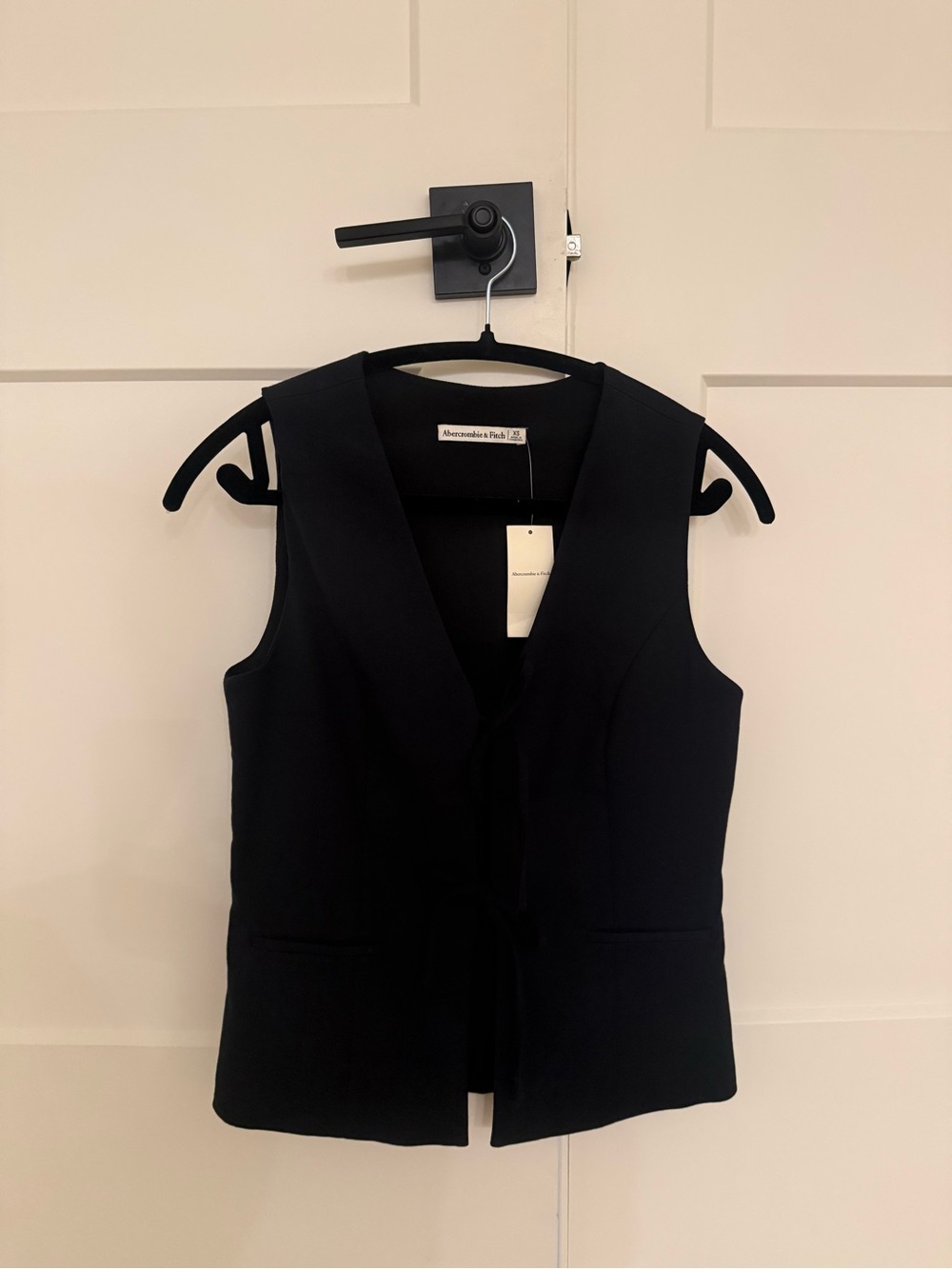 Abercrombie and Fitch Black Sleeveless Vest ties in the front